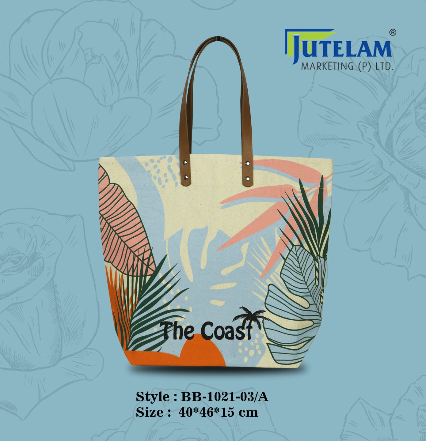 Botanical Print Jute Bag